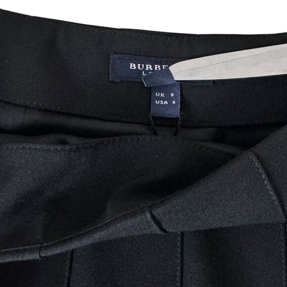 Vintage Burberry Pleated Skirt Sz.6 Black Wool Lace Hem Leather Belt Goth 90s - Picture 4 of 15